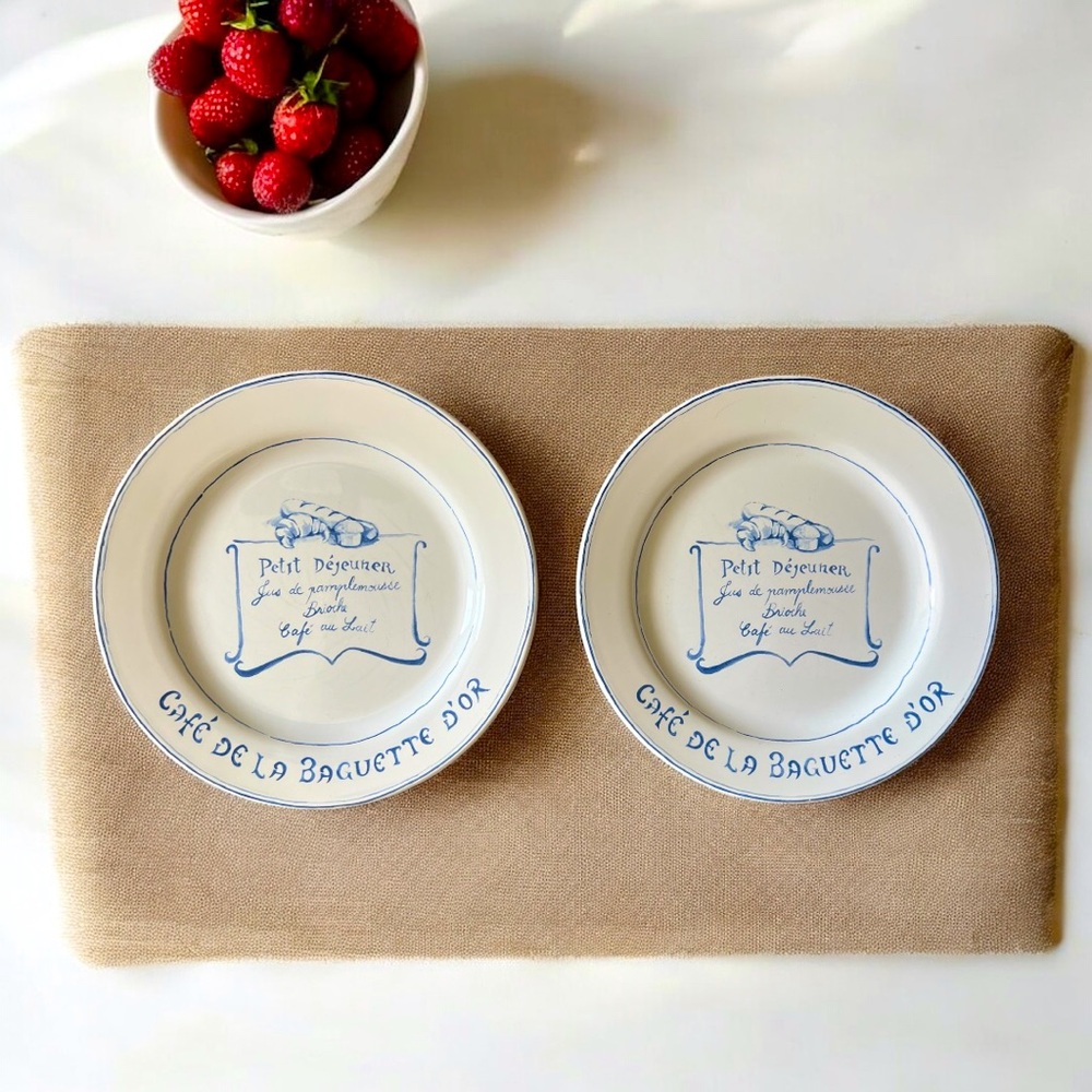 Williams-Sonoma Petit Dejeuner French Cafe Plates 8.75” Set of 2 Portugal